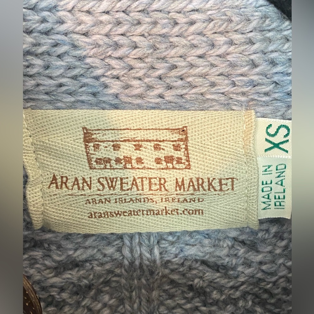 Aran Ireland Merino Wool Cable Knit Cardigan XS - Picture 5 of 10